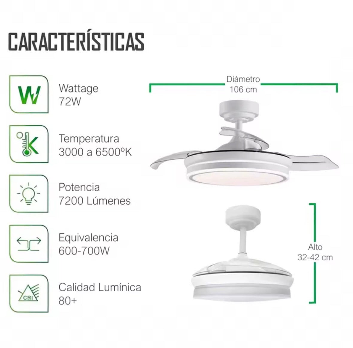 Ventilador de techo con luz LED