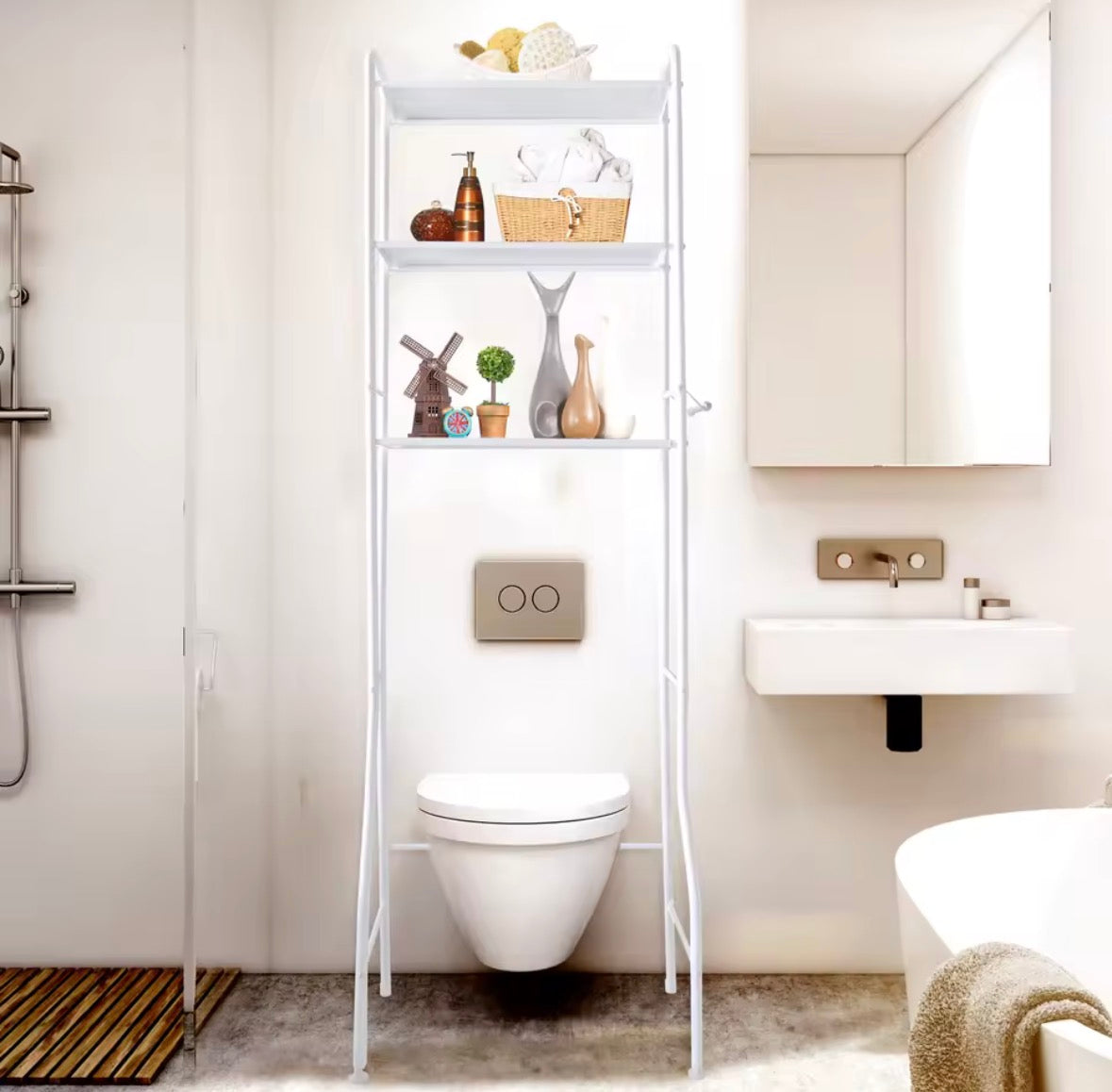 Estantería baño 3 alturas y patas ajustables