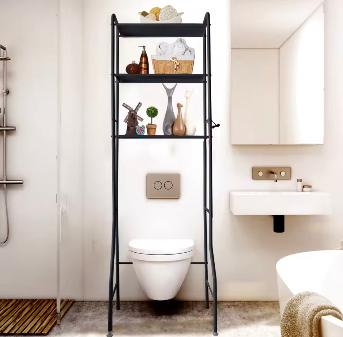 Estantería baño 3 alturas y patas ajustables