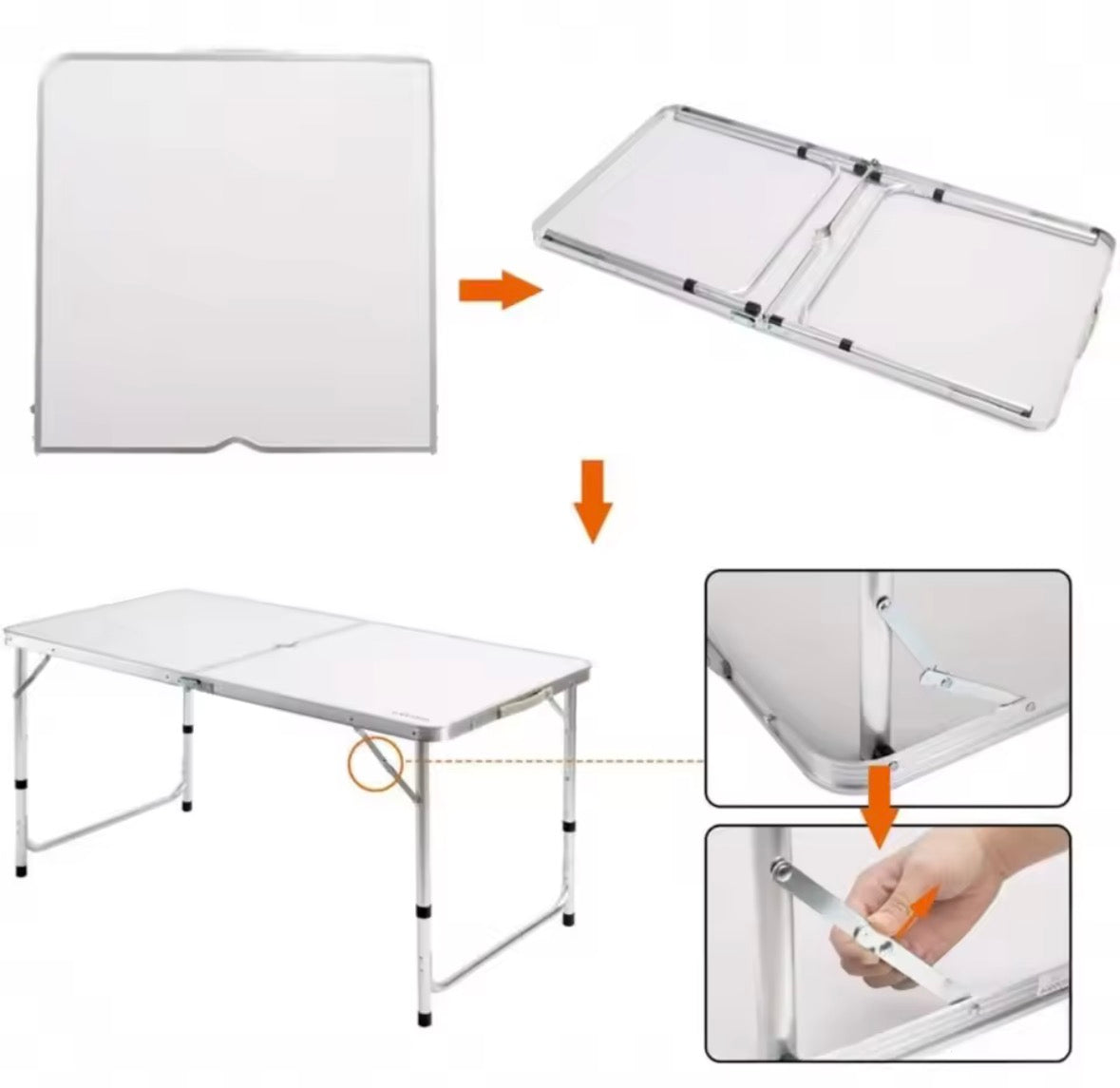 Mesa plegable aluminio con 4 taburetes Plegables