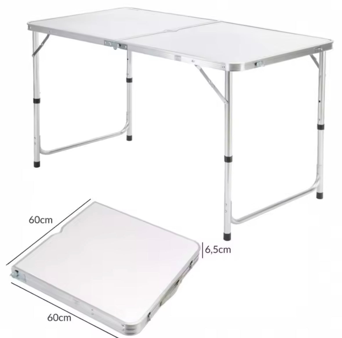 Mesa plegable aluminio con 4 taburetes Plegables