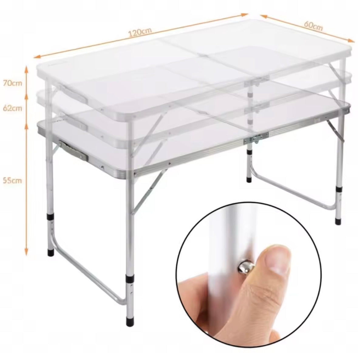 Mesa plegable aluminio con 4 taburetes Plegables